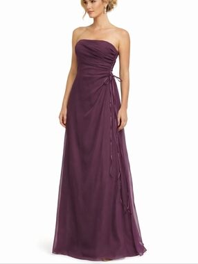 Purple Wine strapless maxi sweeping flowey bridesmaid Prom gown Gossip Girl sz 2